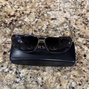 Versace Gold Frame Sunglasses with Black Lenses